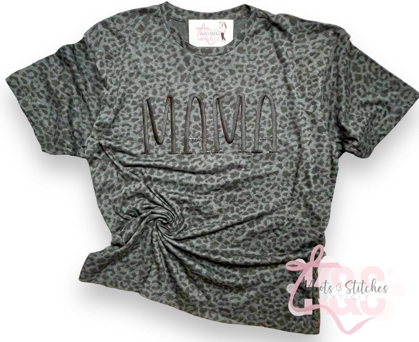 Embroidered mama black cheetah