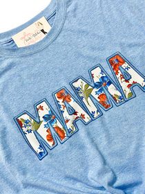 Floral faux applique MAMA tee