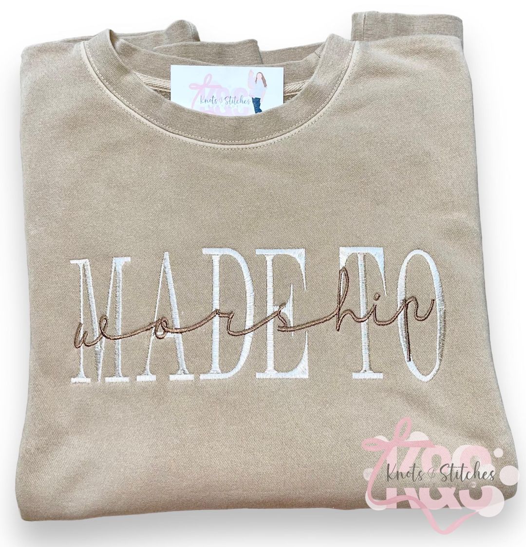 Embroidered Made to worship crew