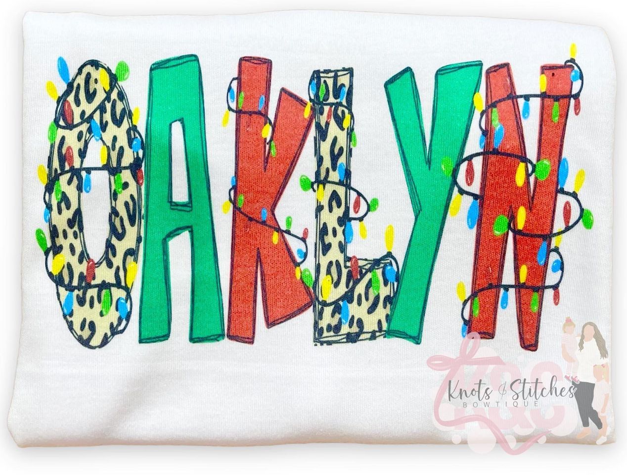 Cheetah christmas lights name shirt
