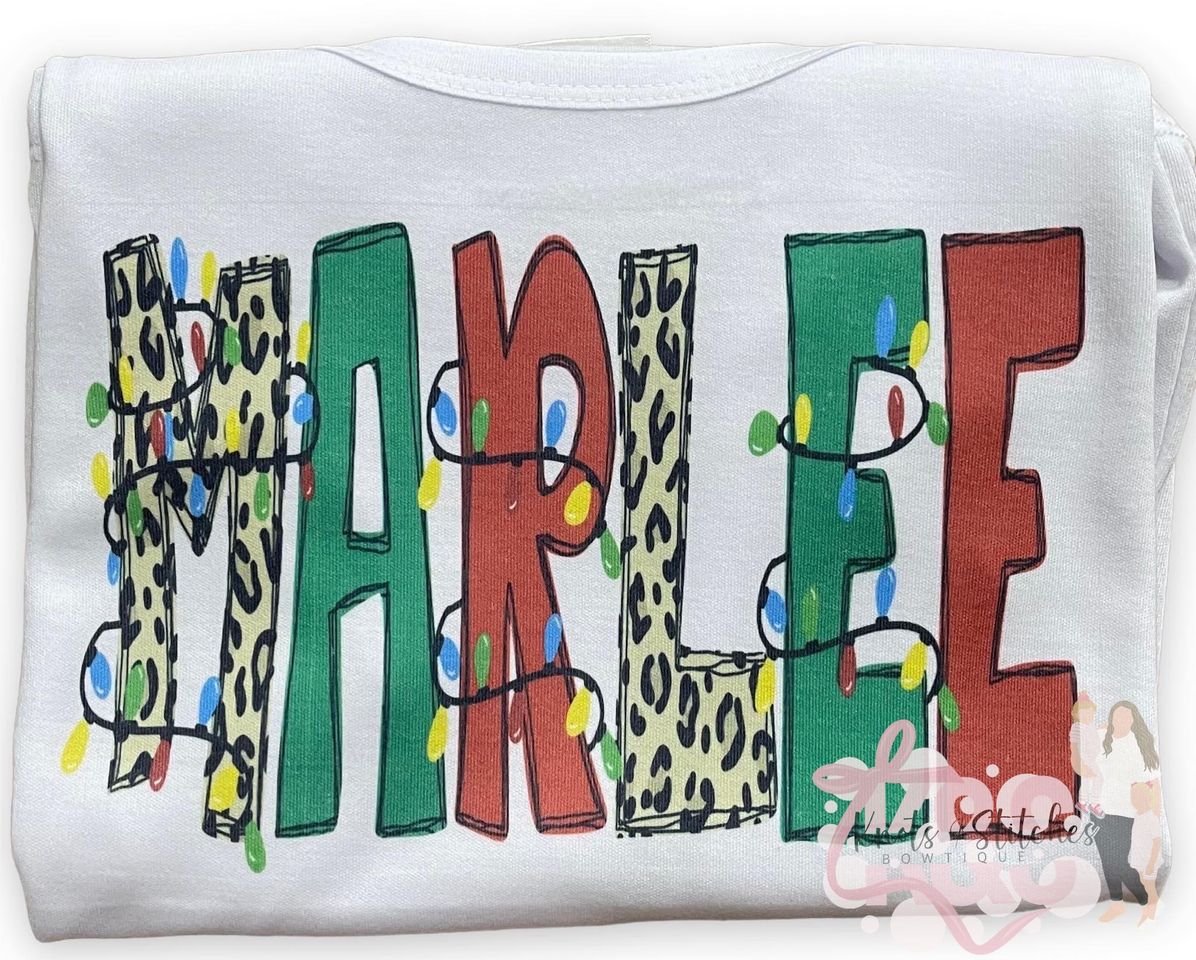 Cheetah christmas lights name shirt