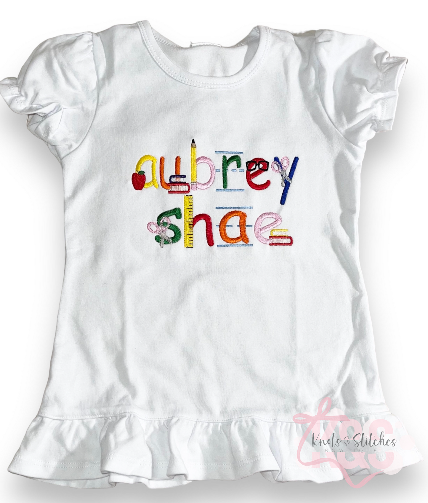 School embroidery font shirt