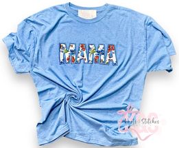 Floral faux applique MAMA tee