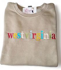 West Virginia Embroidered crew