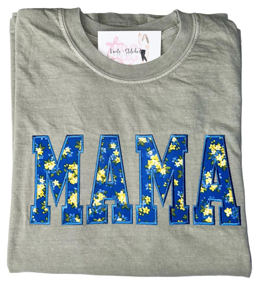 Embroidered Floral MAMA tee