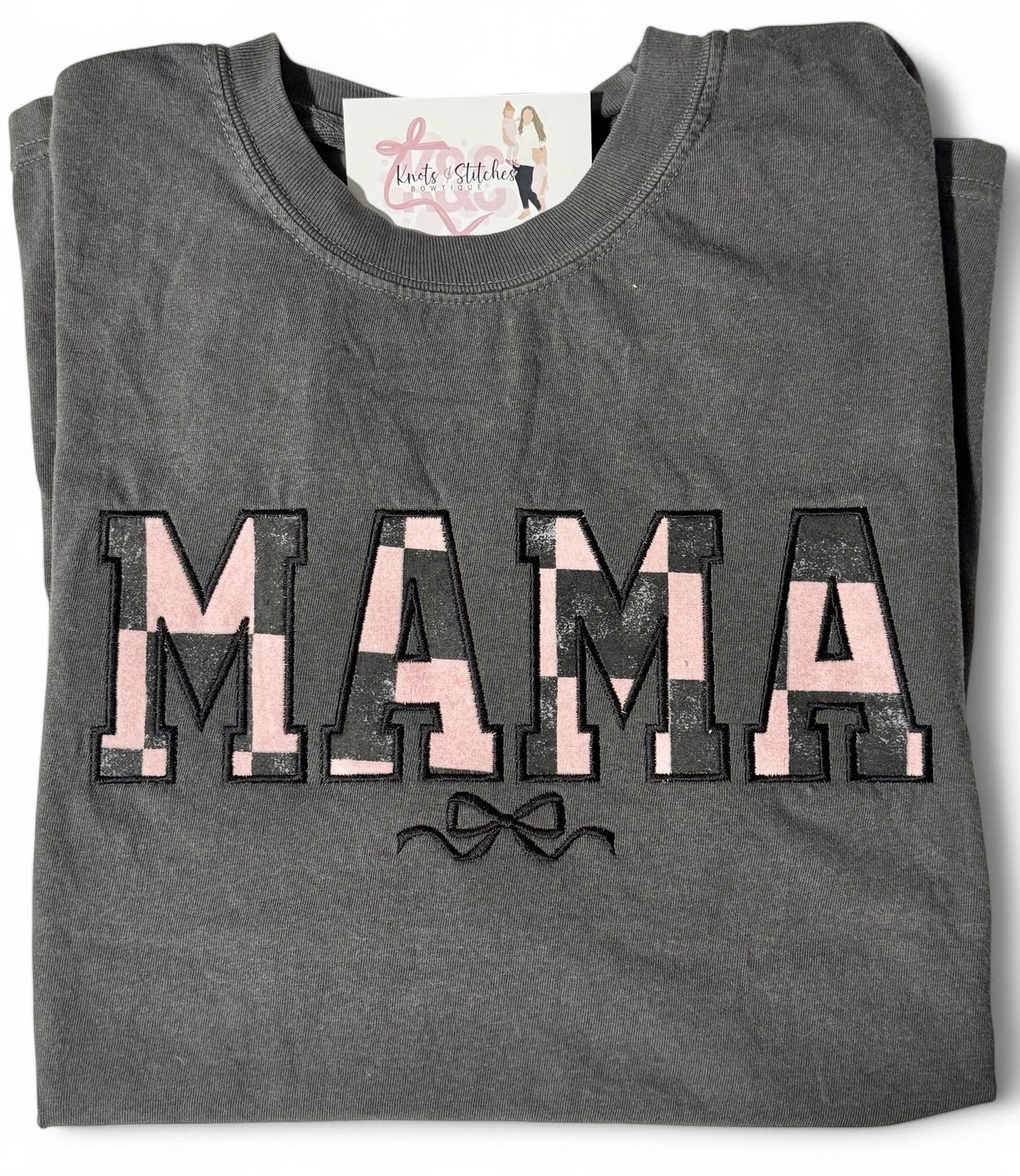 Pink/ Black Checkered MAMA tee