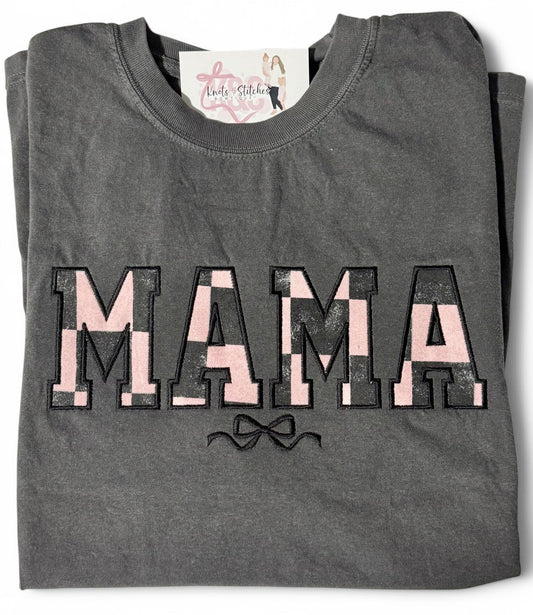 Pink/ Black Checkered MAMA tee