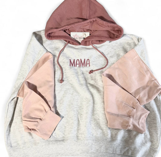 RTS cropped color block MAMA hoodie
